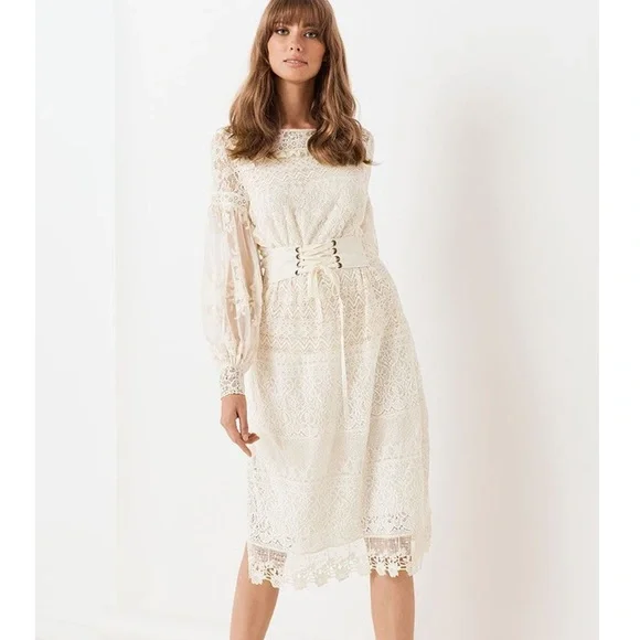 Spell & The Gypsy Collective Dresses | Spell & The Gypsy Dawn Lace Belted Midi Dress S | Color: Cream | Size: S | Cittygirl's Closet
